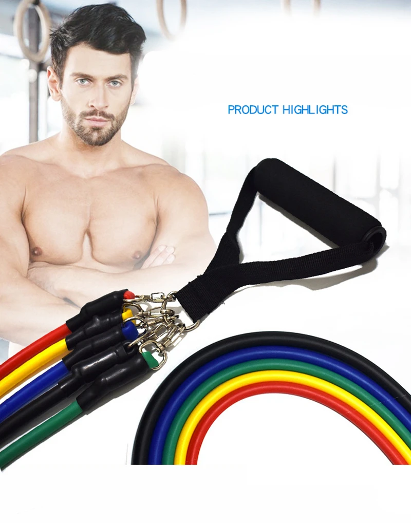 11 PcsSet Latex Resistance Bands Crossfit Training Exercise Yoga Tubes Pull Rope,Rubber Expander Elastic Bands Fitness with Bag (20)