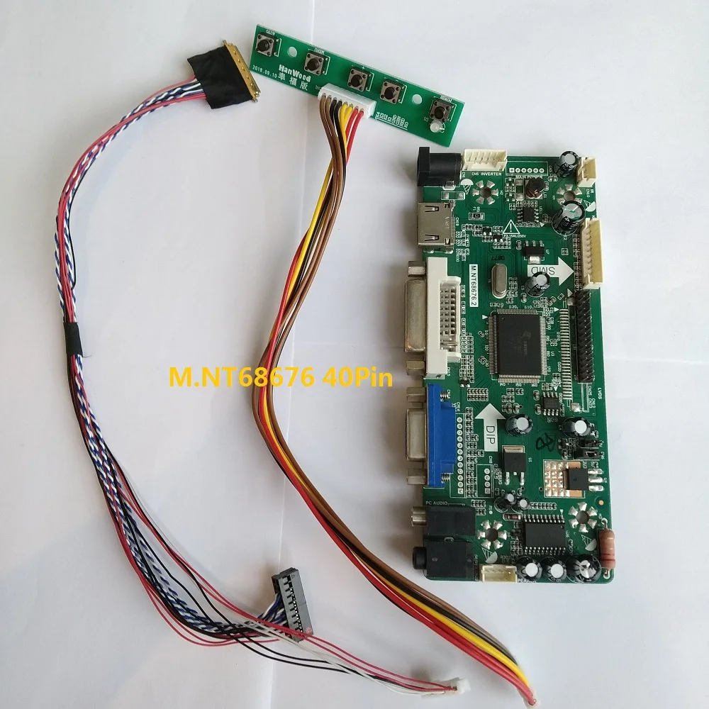 Комплект для LTN156AT05-U09 lcd VGA 15," плата контроллера 1366X768 M. NT68676 40pin монитор панель DVI HDMI дисплей светодиодный DIY