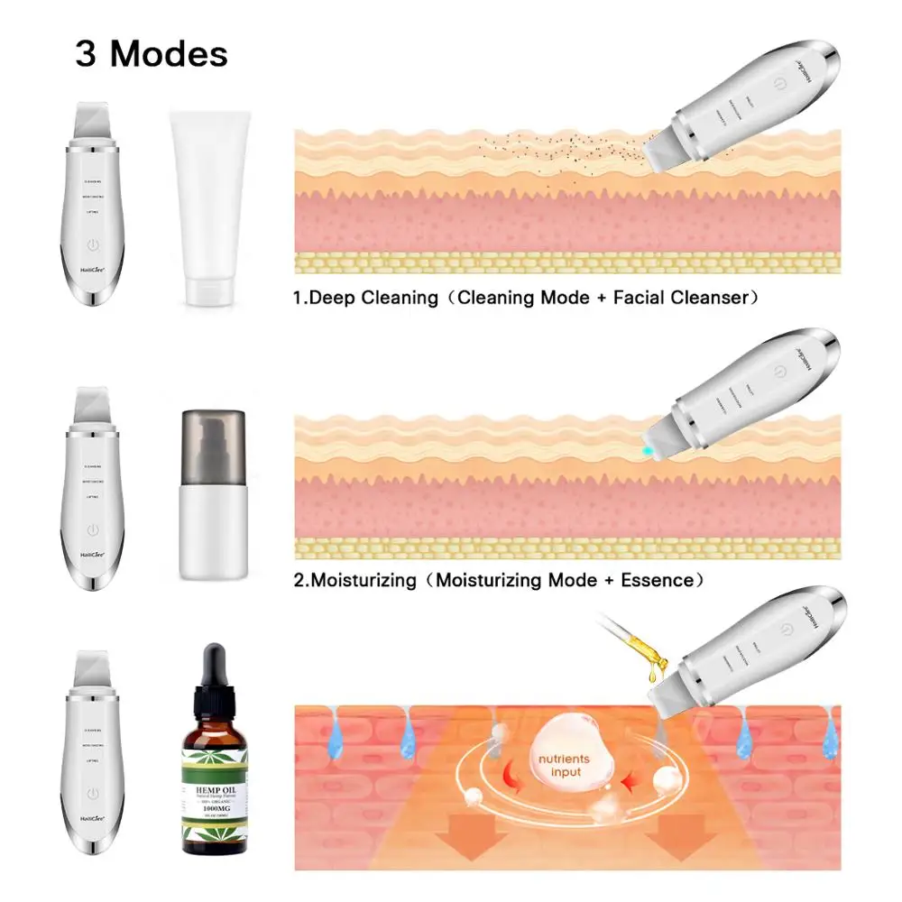  Ultrasonic Face Scruber Skin Tightening Pore Shrink Cleaning Machine Facial Lifting Blackhead Remov