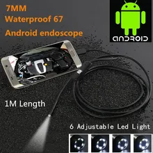 Водонепроницаемый 480P HD 7mmEndoscope объектив жесткий кабель Mini USB камера для осмотра змеиная трубка с 6 светодиодный фонарь бороскоп для телефона PC