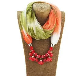 Модный градиентный Печатный шелковый шарф квадратный полимерный цветок ожерелье Кулон Шарф Новые горячие продажи аксессуары
