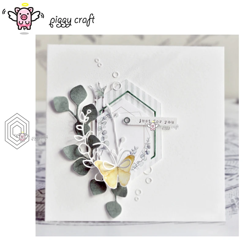 

Piggy Craft metal cutting dies cut die mold Irregular hexagon frame Scrapbook paper craft knife mould blade punch stencils dies