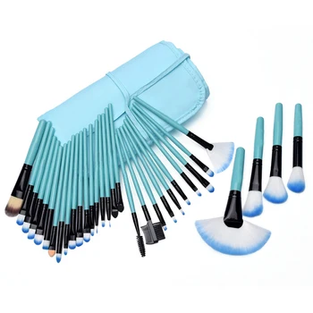 

Professional 32Pcs Makeup Brush Foundation Eye Shadows Powder Blue Make Up Brushes Tools Cosmetic Bag pincel maquiagem Brushes