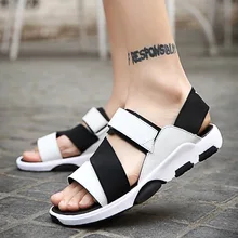 Повседневные Босоножки с открытым носком мужские новые летние дышащие Сандалии для девочек модные римские Шлёпанцы для женщин мужские Обувь