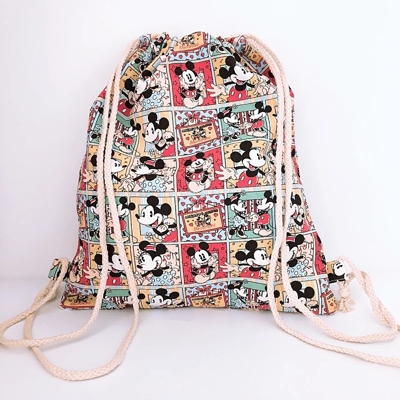 

COOL Mickey Comics Drawstring Backpack Fashion Canvas Backpacks Casual String Bags Anime Knapsack Unisex New