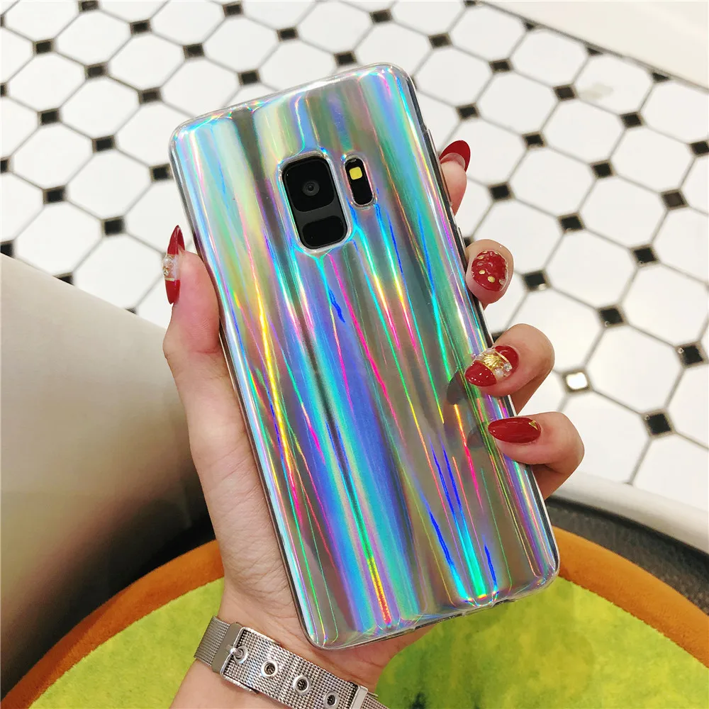 Case For Samsung Galaxy S9 S8 Plus Note 8 A3 A5 2017 Cover Aurora Colorful Glitter Soft Case For Samsung J2Pro J4 J6 2018 A6 A8  (2)