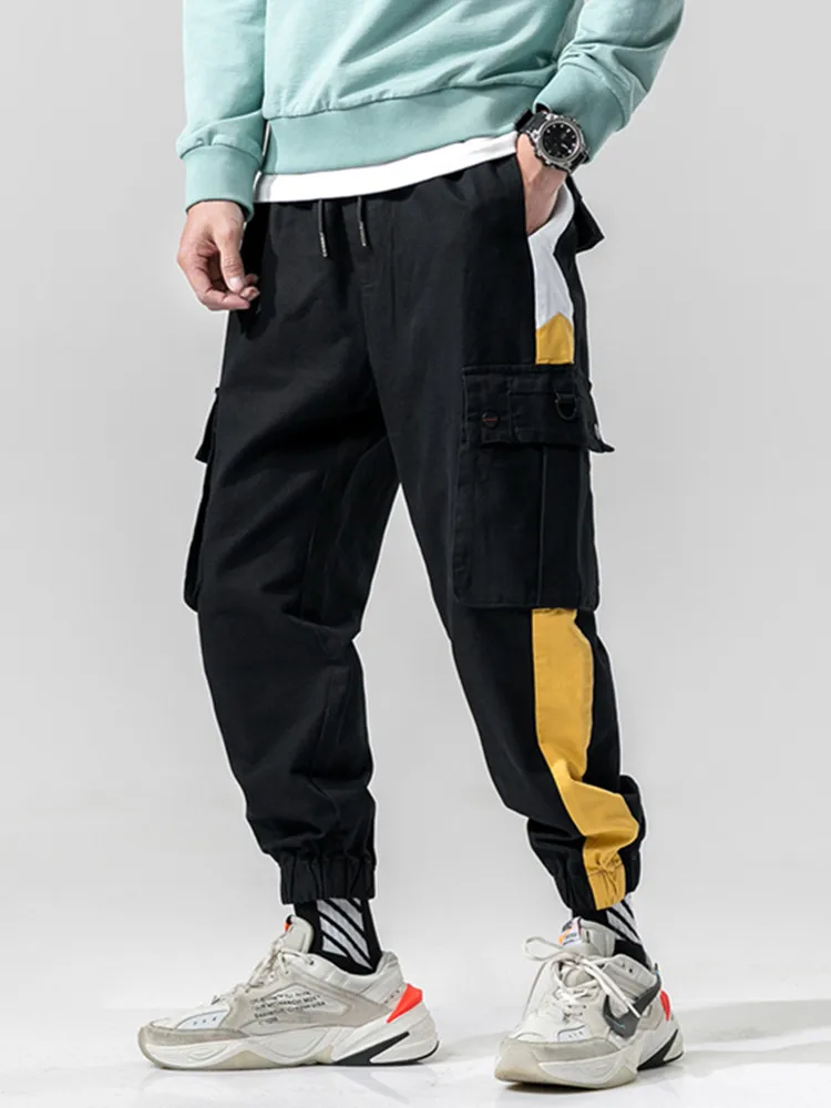 

EL BARCO Summer Cotton Casual Men Cargo Pants Black Hip Hop Streetwear Pencil Pants Grey Pockets Harem Male Trousers Joggers