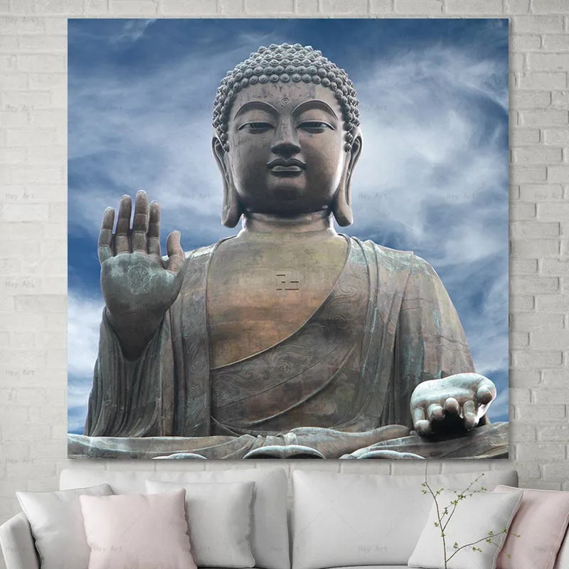 Frameless Printing Portrait Canvas Wall Art Poster Home Decor Picture Print Buddha painting Artwork for Living room