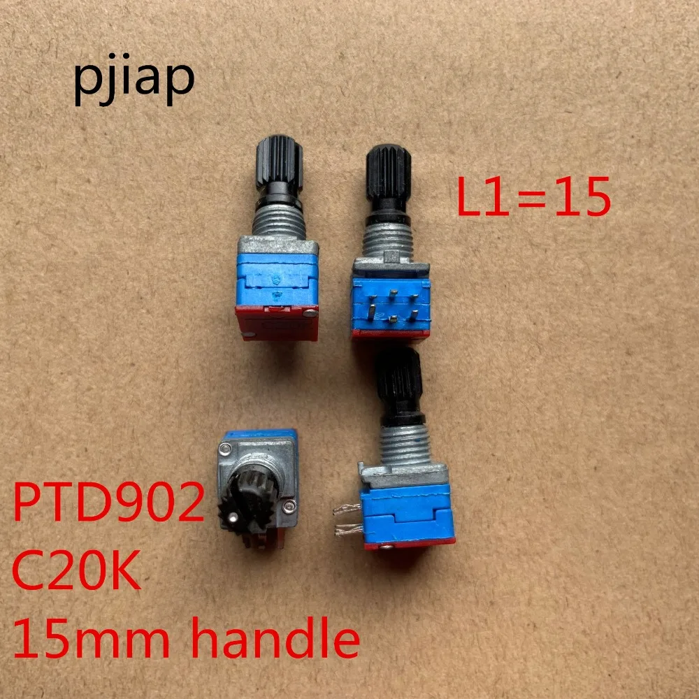 

4PCS/LOT Imported American PTD902 precision potentiometer, double C20K insulated shaft, long 15MM volume potentiometer