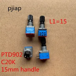 4PCS/LOT Imported American PTD902 precision potentiometer, double C20K insulated shaft, long 15MM volume potentiometer