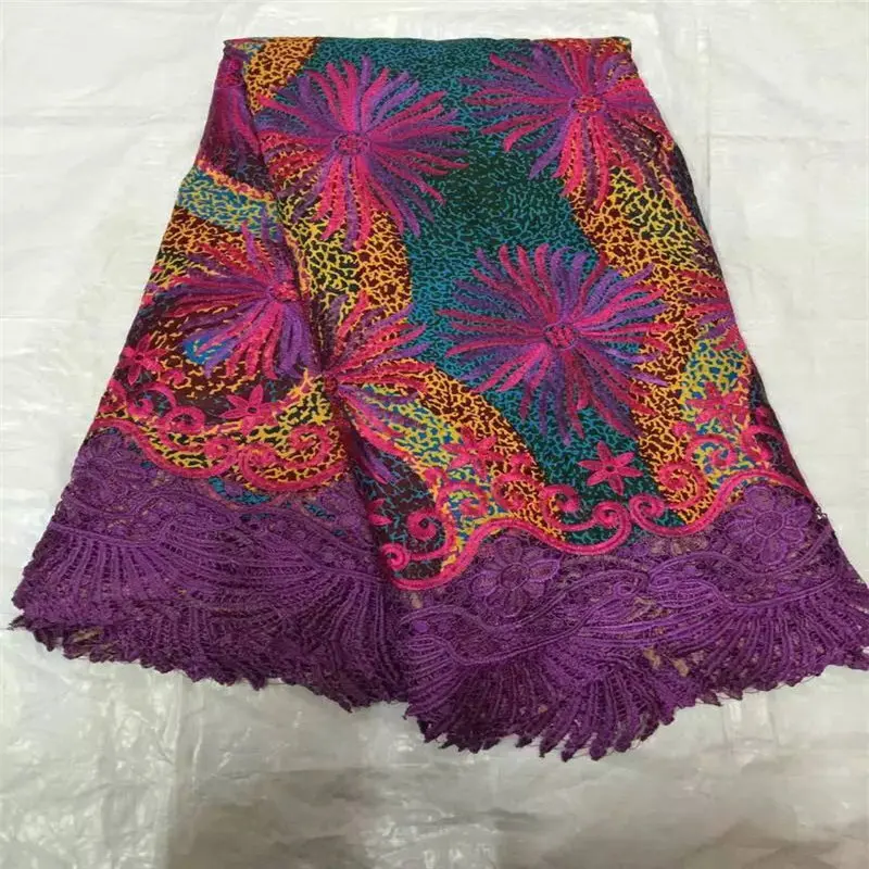 

2018 Beautiful Newest Design High Quality Popular Wax Hollandais Lace Embroidery Nigerian Cord Lace Fabric African Wax Guipure
