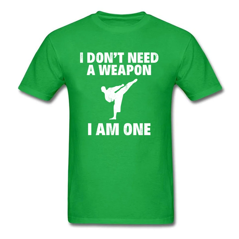 Printed Unique Men T Shirts Dominant Summer Short Sleeve Crew Neck Cotton T Shirt Europe Tops & Tees Wholesale I DONT NEED A WEAPON. I AM ONE green