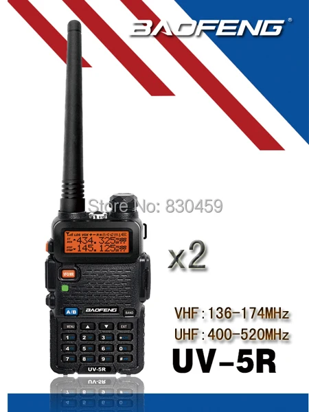 2x Новый 2014 черный BAOFENG UV-5R рация 136-174/400-520 МГц двухстороннее радио с Бесплатные наушники