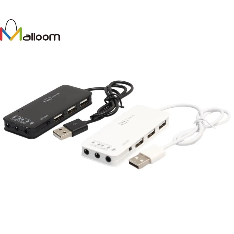 Malloom Новое поступление usb-хаб 3 порта стерео DJ внешняя звуковая карта гарнитура микрофон адаптер для ПК ноутбук USB 2,0 концентратор#20