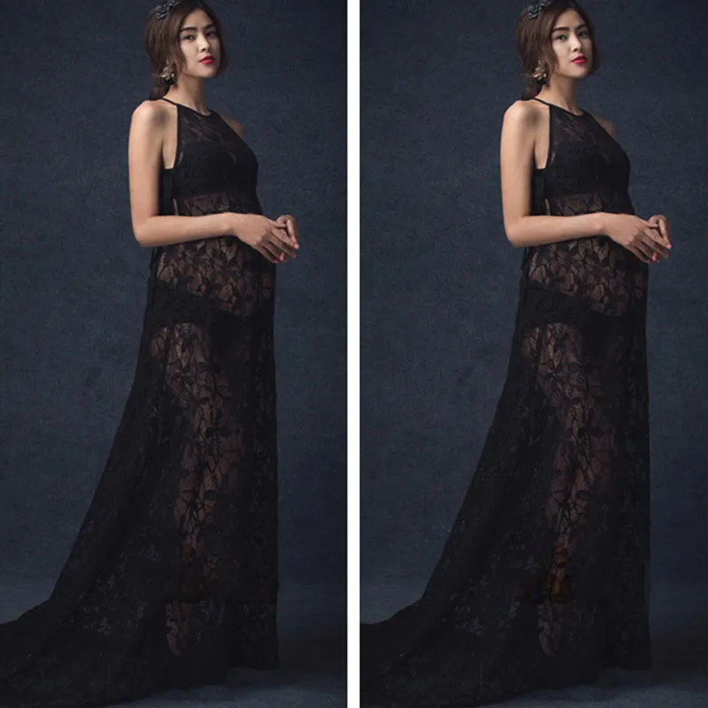 Lace black Dresses Maternity Photography Props Pregnancy Dress