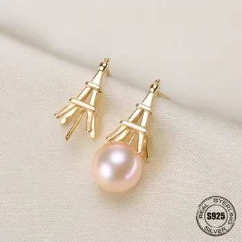 

HOT High Quality 925 Sterling Silver Stud Earrings Settings DIY Pearl Earring Hooks Findings Women's Jewelry Making Accessories