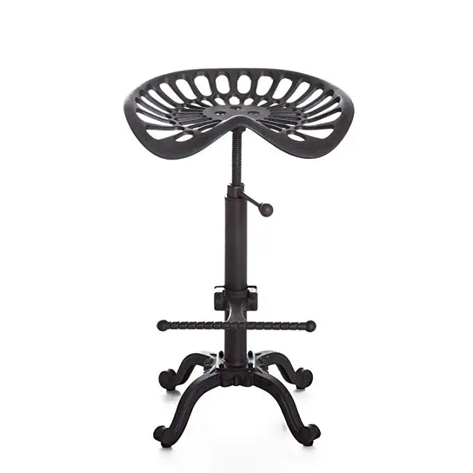 Chair Industrial Furniture Style Cast Iron Tractor Seat Bar Stool Adjustable Height Swivel Metal Barstool Chair US Stock