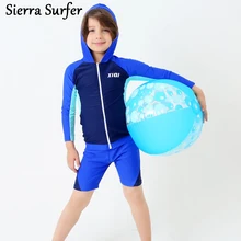 Купальный костюм для мальчиков; детский купальник-бикини для детей; коллекция года; корейские шорты с длинными рукавами для мальчиков; Детские купальники с капюшоном; Maillot De Bain