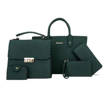 

Fashion Women Weaving Handbag Wild Composite Bag Shoulder Messenger Bag 5PCs