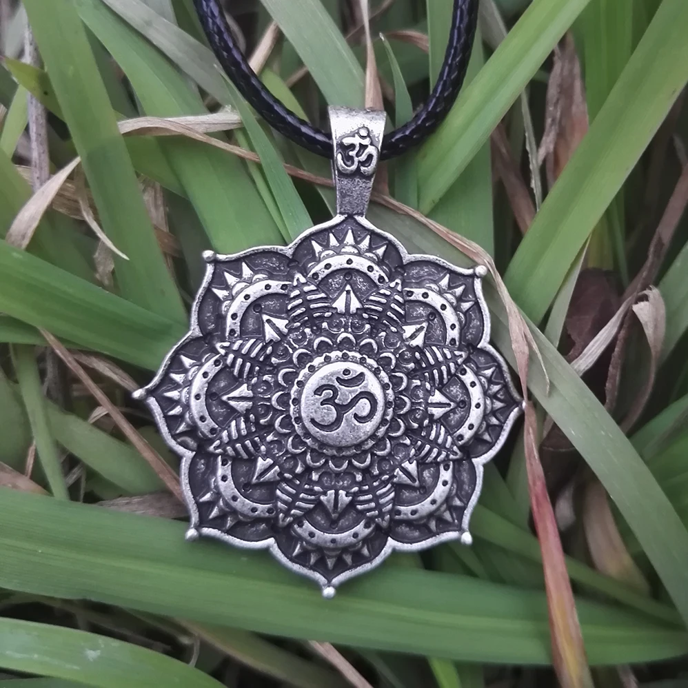 SanLan Antique Om Lotus ожерелье с подвеской в виде мандалы духовные украшения цветок