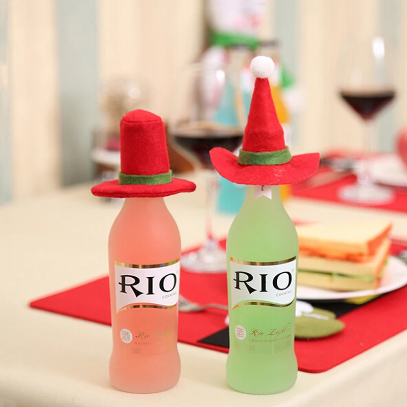 

Christmas Gift Decoration For Home Natal Wine Bottle Cover Bags Santa Claus Dinner Table Navidad Clothes Cap Hats Decor PC991137