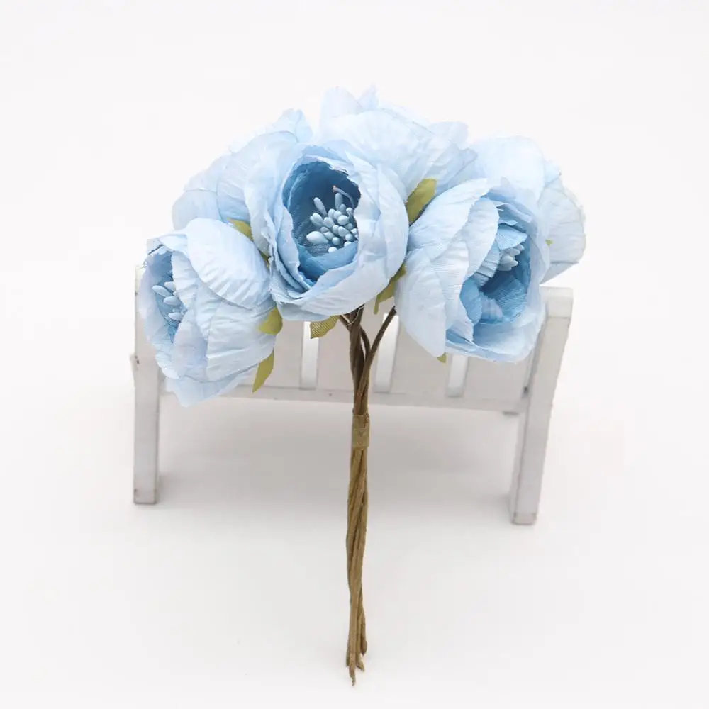 Новинка; 6 шт./лот искусственный цветок букет из роз для свадьбы дома вечерние украшения DIY гирлянды для скрапбукинга в форме искусственных цветов