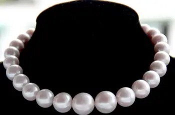 

classic AAA12-14mm south sea round white pearl necklace 18"14K Gold Clasp KKK