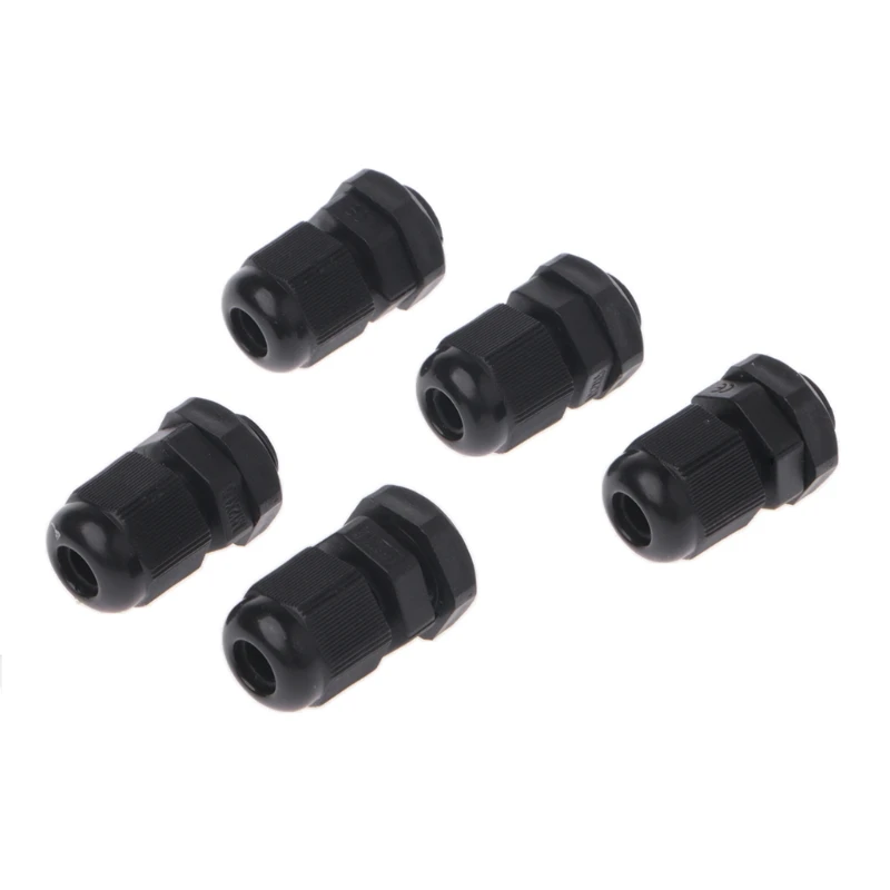 

5 Pcs 12mm Compression Cable Glands Black Waterproof IP68 M12 TRS Stuffing Gland #Aug.26