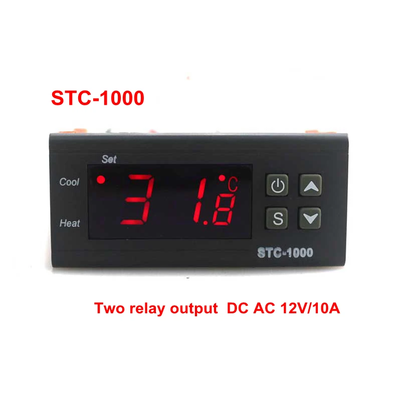AC DC 12 В/10A два реле Выход цифровой Температура контроллер STC-1000 термостат-50 ~ 99c с 1 м