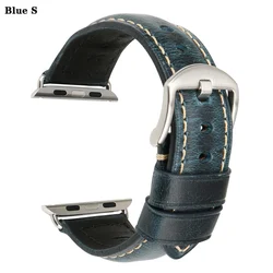 Elegant Leather Watch Strap for 42mm or 44mm 45mm (Blue S)