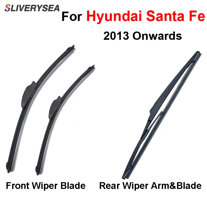 

Combo Silicone Rubber Front And Rear Wiper Blades For Hyundai Santa Fe,2013 Onwards,Windscreen Wipers Car Accessories