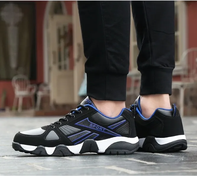 2018 Men Sports Shoes PU Anti-slippery Breathable Outdoor jogging Running Sneakers Man leather Shoes Comfortable Black red 38 43 2018 Men Sports Shoes PU Anti-slippery Breathable Outdoor jogging Running Sneakers Man leather Shoes Comfortable Black red 38 43
