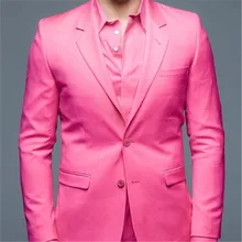 Новое поступление, ярко-розовый костюм для жениха, 2 предмета(куртка+ штаны+ галстук), Свадебный Выпускной, Masculino Trajes De Hombre блейзер