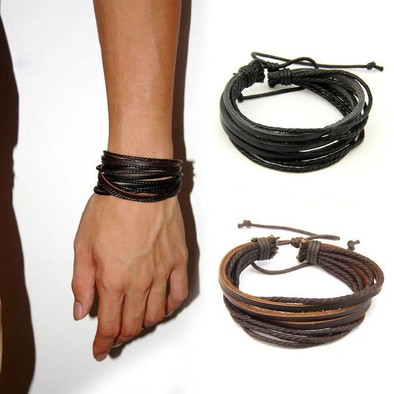 Man-Leather-Bracelet-pulseras-de-piel-Accessoires-Homme-Bracelet-Homme-Cuir-Wrap-Multilayer-Leather-Bracelet-Cordao