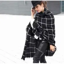 2016 Black Plaid Scarves Women’s Men Scarves Tartan Designer Unisex Acrylic Basic Shawls Women’s Scarves Hot Sale Za Scarf