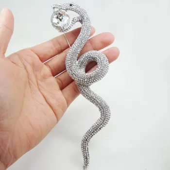 

Silver Tone Fashionable Long Snake Clear Austrian Crystal Pendant Animal Brooch Pin