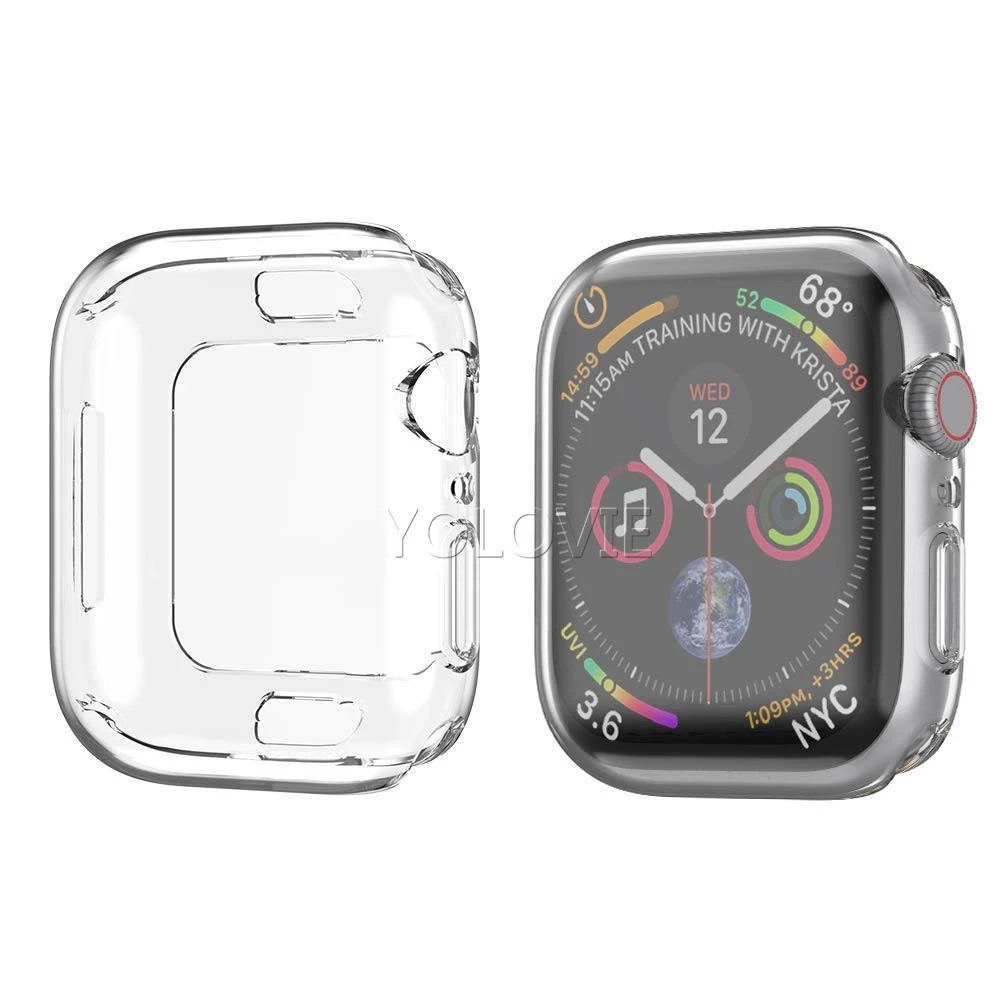 Силиконовая полная защитная крышка для экрана для Apple Watch Series 4 44 мм 40 мм ультра-тонкий мягкий ТПУ Рамка все вокруг защитный чехол