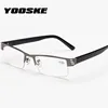 Gafas de lectura YOOSKE de resina con película Azul para hombres y mujeres, gafas de Metal para la mitad del marco de la hipermetropía + 1,0 1,52.02.5 3,0 3,5 dioptrías ► Foto 3/6