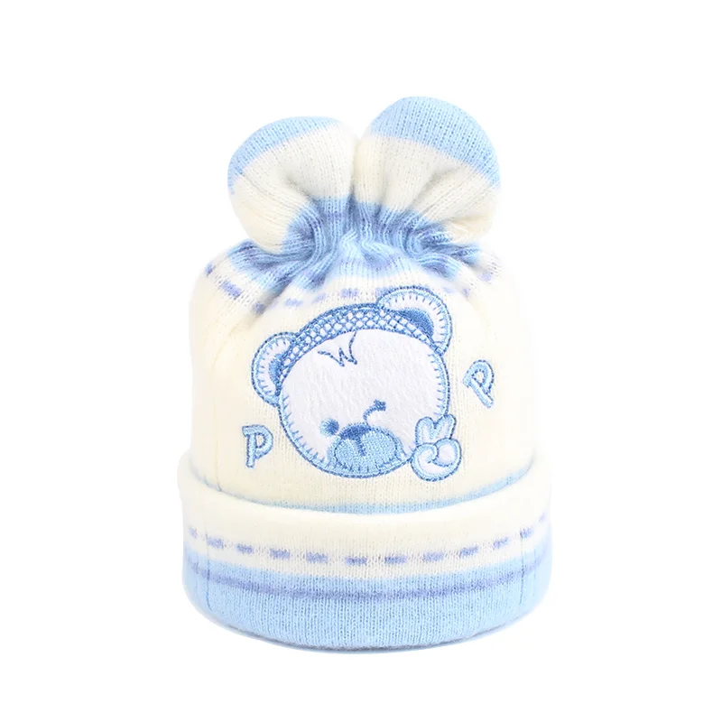 Cute Bear Hats For Newborn Baby Crochet Warm Winter Hat Cotton Soft Knitted Newborn Photography Props 0-3M Baby Girls Clothing  (10)