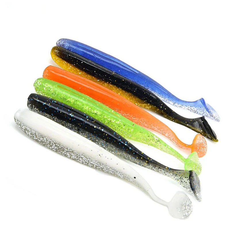 5 PCS 8 CM/4g لينة علف الاسماك T الذيل الصيد إغراء الطعم الاصطناعي 6 ألوان عالية الجودة سيليكون المطاط مريب رائحة السحر