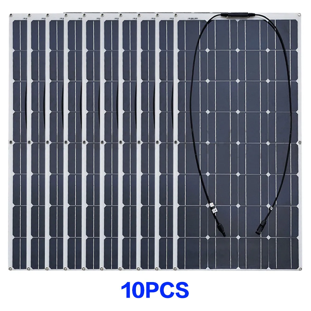 Комплект из 2 предметов, 4 шт. 10 шт. 100 W Панели солнечные монокристаллические Гибкая солнечная батарея солнечных батарей для автомобиля/яхты/пароход 12V 24 вольт постоянного тока 100 ватт Солнечная Батарея