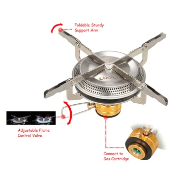 Lixada 3500W Portable Outdoor Camping Gas Stove Hiking Backpacking Picnic Ultralight Cooking Gas Burner Stove Furnace 4