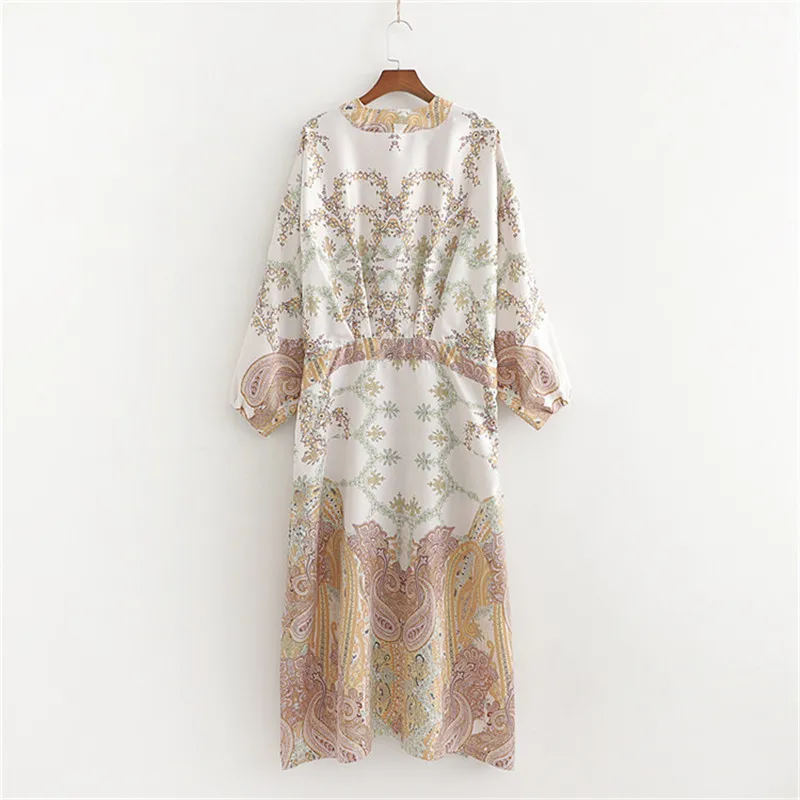 2019 Women Beach Kimono Cardigan Bohemian Floral Print Loose Robe Female Casual Beach Party Kimono Femme Sundress