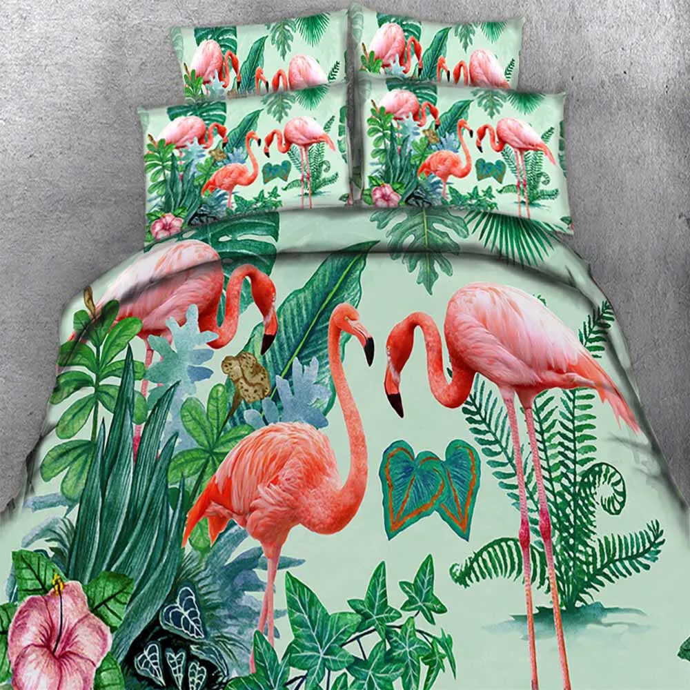 

Jane Europe four sets of flamingos digital printing bedding Nordic series photos 3d quilt bed linen