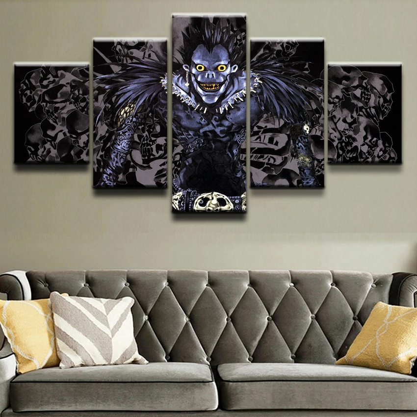 

Modern Artwork 5 Pieces Anime Death Note Role Modular Picture Canvas Print Wall Art Painting Home Decorative Bedroom Framework