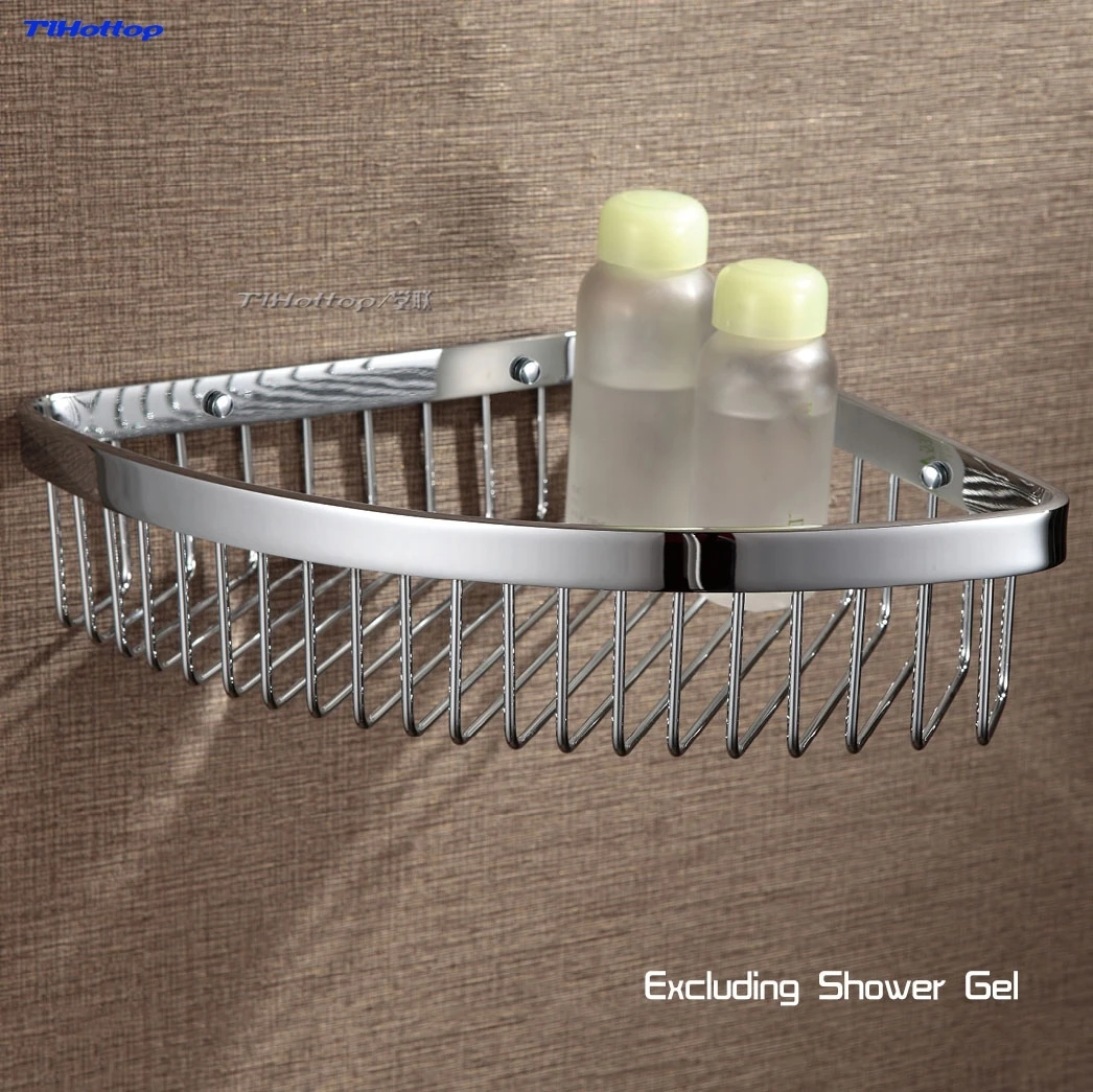 

Bathroom Shelves Stainless Steel Sliver Corner Single Triangle Basket Single Double Layer With Hooks Cosmetic Rack Shower