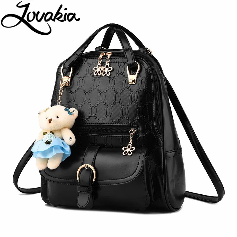 LOVAKIA fashion vintage pu leather backpacks for women bookbag cheap women backpack school ...