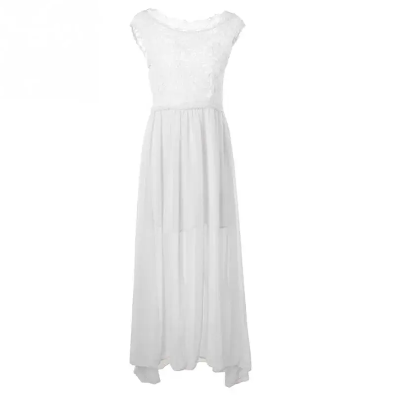 Женское весеннее облегающее платье без рукавов с высокой талией и открытой спиной, Элегантное Длинное Платье Макси, белое кружевное платье Vestidos - Цвет: Белый