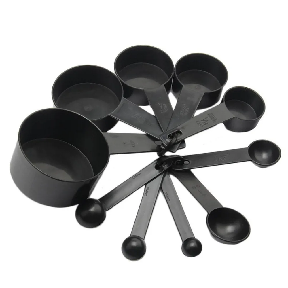 

10Pcs Black Plastic Measuring Spoons Cups Set Tools Measure For Baking Coffee Dropshipping Apr09