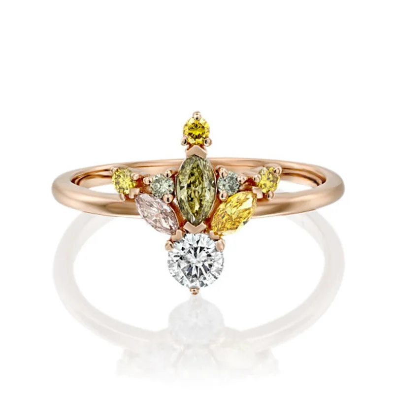 

Exquisite Cubic Zirconia Simple Rings For Women Rose Gold Engagement & Wedding Jewelry Bague Prevent Allergies Never Fade B2459